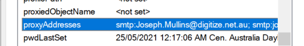 View proxyAddresses in list